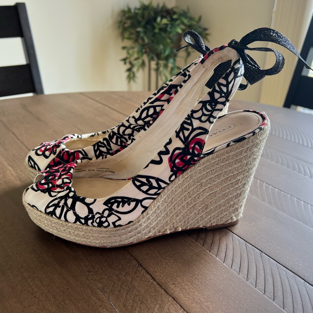 Coach Poppy Maritza Sling-back Wedge Sandals Sz 8.5